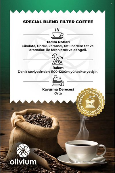 Olivium 4 Packs of 250 Grams of Ground Filter Coffee (Contains 4 Pieces of 250 Grams Product)