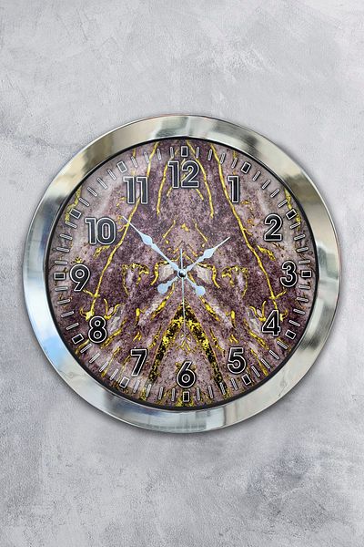 Kasva Concept Gift 36 cm Chrome Metal New Marble Wall Clock