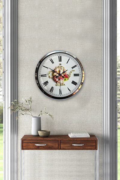 Kasva Concept Gift 40 cm Chrome Metal Daisy Wall Clock
