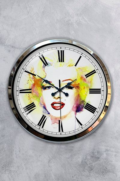 Kasva Concept Gift 40 Cm Chrome Metal Women Wall Clock