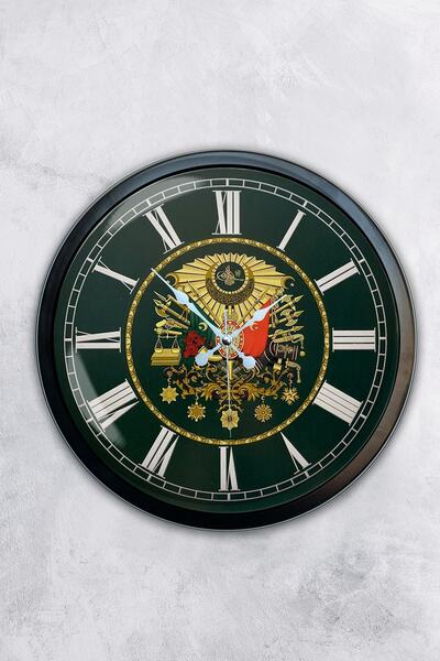 AİB STORE ساعة حائط الدولة العثمانية معدنية سوداء مقاس 40 سم