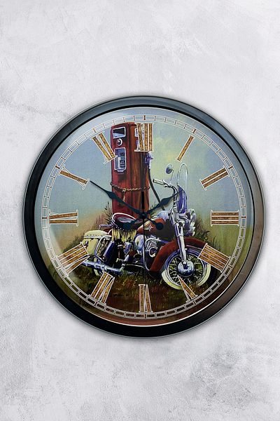 Kasva Concept Gift 40 cm Black Metal Motorcycle Wall Clock