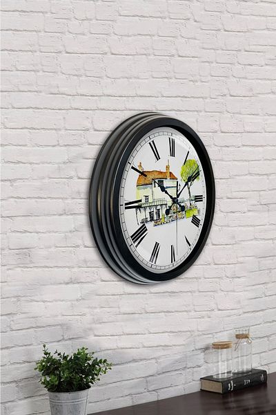 Kasva Concept Δώρο 40 εκ. Μαύρο Μεταλλικό Παλιό Ρολόι Τοίχου Σπιτιού