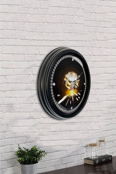 Kasva Concept Gift 40 cm Black Metal Diamond Wall Clock