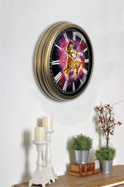 Kasva Concept Cadou 40 Cm Ceas de Perete Semn Arc din Metal Vechi