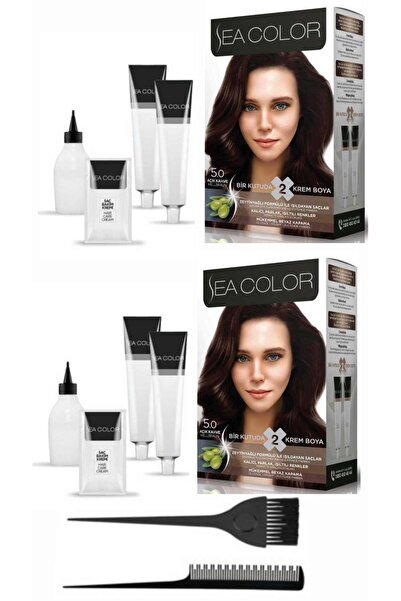 Sea Color Bir Kutuda 2 Boyama X2 Adet 5.0 Açık Kahve+tarak-fırça