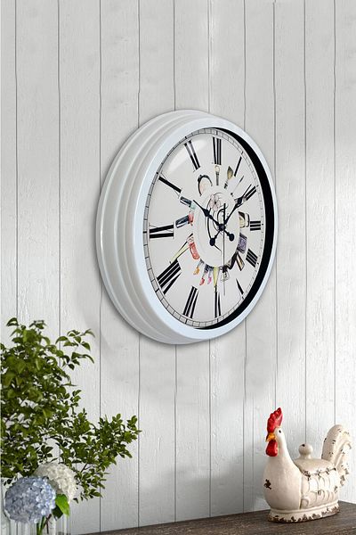 Kasva Concept 40 cm White Metal Beauty Salon Wall Clock