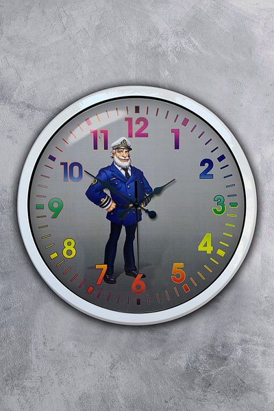 Kasva Concept Gift 40 cm White Metal Ship Captain Wall Clock