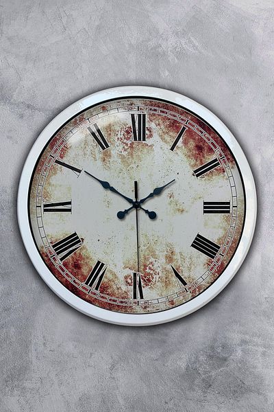 Kasva Concept Gift 40 cm White Metal Antique Wall Clock