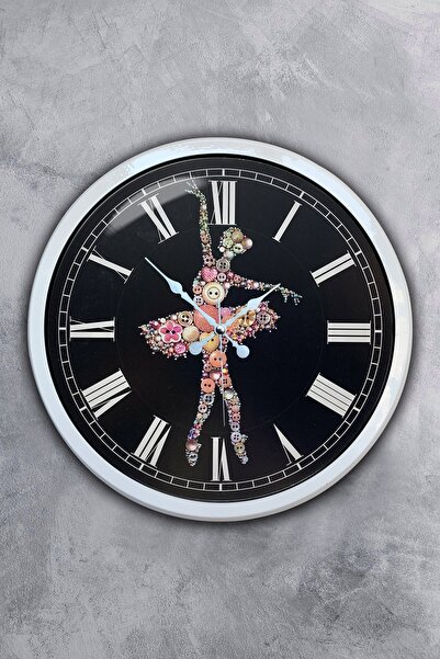 Platin Saat هدية ساعة حائط راقصة الباليه معدنية بيضاء مقاس 40 سم