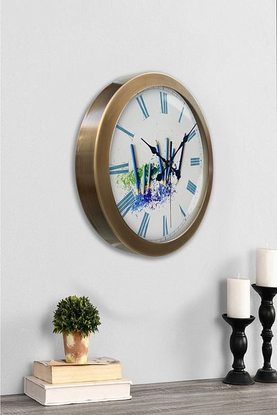Kasva Concept Antique Metal Pencil Wall Clock 36 cm