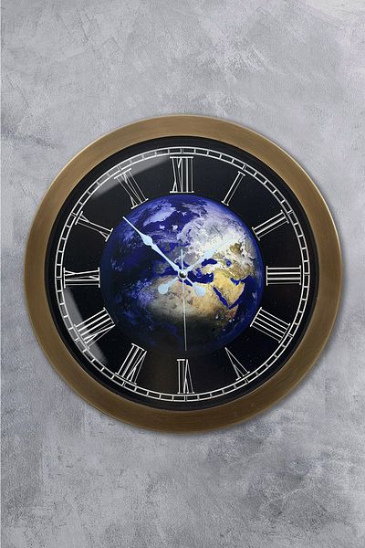 Kasva Concept 36 cm Tumbled Metal World Wall Clock