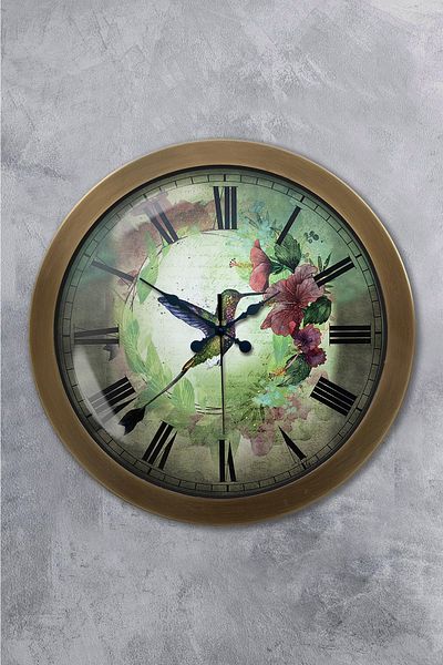 Kasva Concept Gift 36 cm Antique Metal Bird Wall Clock