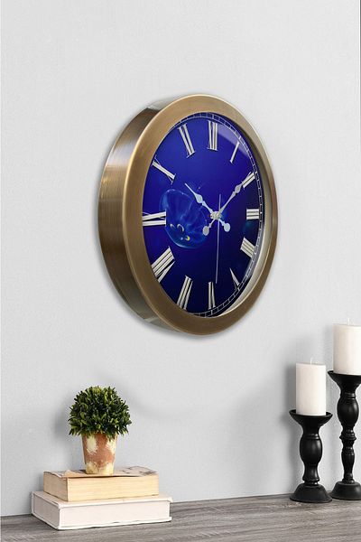 Kasva Concept Gift 36 cm Antique Metal Infinite Blue Wall Clock
