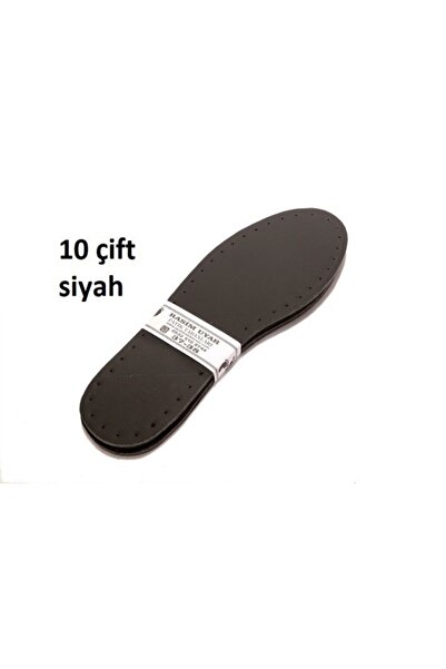 Genel Markalar 10 Çift Siyah Suni Deri EVA Patik Tabanı - 2 Katmanlı Hazır De...