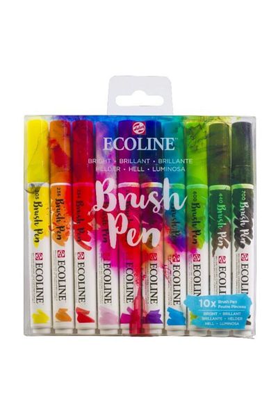 Talens Ecoline Brush Pen Brush Tip Pen Set 10 Colors Bright Colors