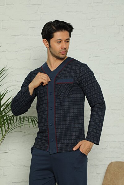 BİRŞEN Erkek Lacivert Uzun Kollu Penye Pijama Takımı