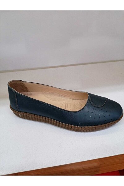 Ercan Kadın Mavi  Deri Babet