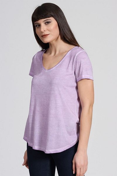 Seamoda Tricou de damă cu dantelă pe spate pentru spălat cu ulei-liliac PRA- 236841 - 158716