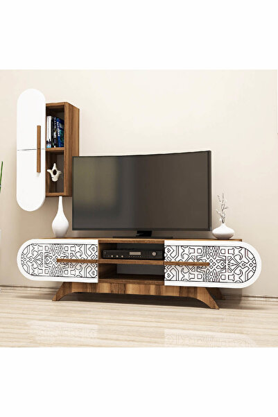 Variant Mobilya Defne Duvar Raflı Tv Ünitesi V1006 - Ceviz / Beyaz