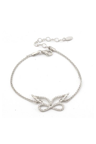 Welch Kadın Beyaz Kanatlı Sonsuzluk Gümüş Bileklik WB469