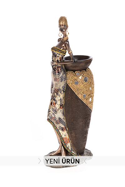 BİEV Ayakta Afrikalı Kadın Biblo Vazo 14,5x10x42 cm SFM033
