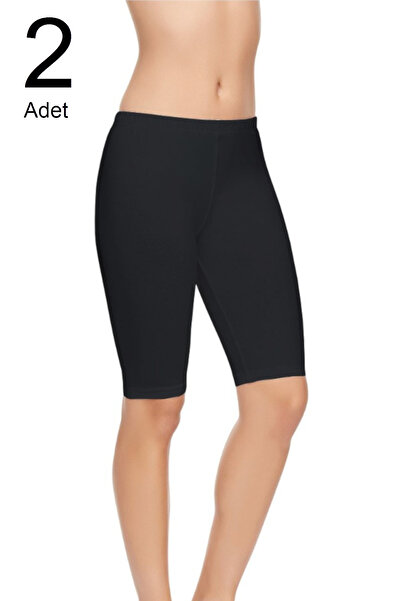 Tutku Elit Women's Black 2-Pack Lycra Modal Over-the-Knee Sports Leggings
