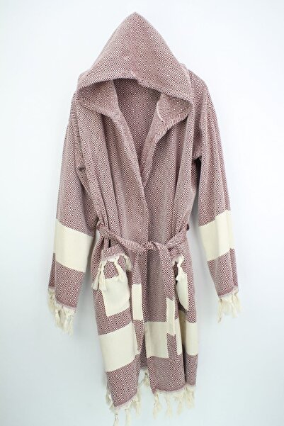 Bedinn Пештемал халат Diamond смугастий бордовий