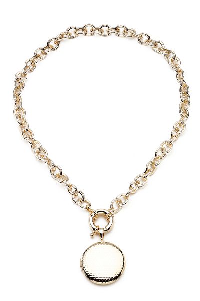 Modex Women's Gold Yellow Patterned Round Cap Necklace K8247