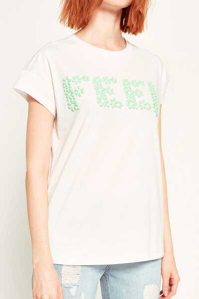 Koton Bílé dámské tričko - 7YAF10010GK