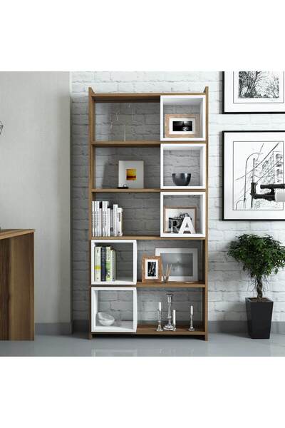 Variant Mobilya Box Kitaplık - Ceviz / Beyaz