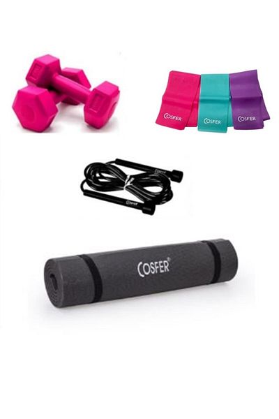 Housess Cosfer 6.5 mm Pilates Resistance Band - 1 kg X 2 Ad Dumbbell Jump Rope