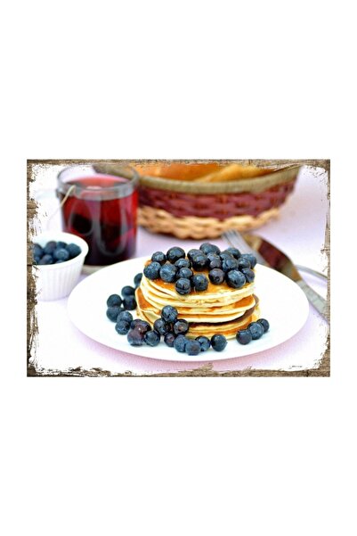 Cakatablo 50cmX70cm Ahşap Tablo Vafıl Yaban Mersini Kahvaltı