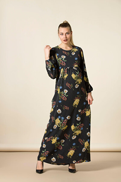 Gör&Sin Cu carouri maternă cu model floral și carouri, neagră