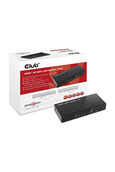 Club 3D Club3D CSV-1380 4K UltraHD 1 Giriș 4 Çıkışlı HDMI Splitter Sinyal Çoğ...