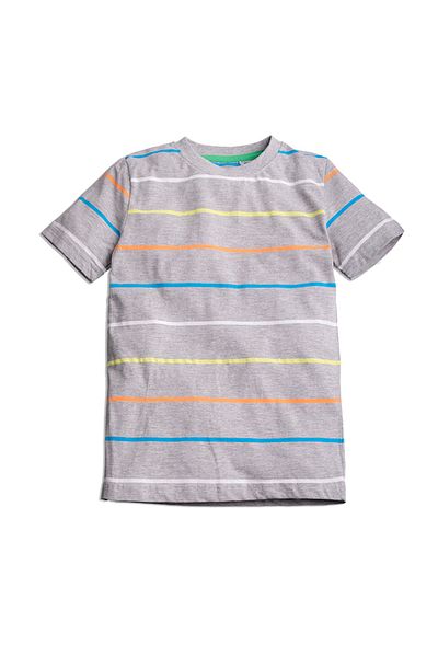Hogg Light Gray Boy's Striped Round Neck T-shirt 2I2836