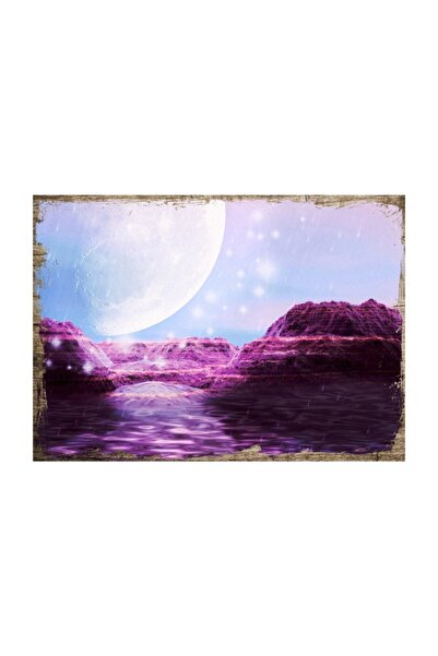 Cakatablo 25cmX35cm Tablou din lemn Planeta Violetă