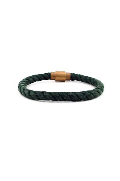 Solfera Men's Khaki Green Rope Bronze Metal Magnet Bracelet Bt423