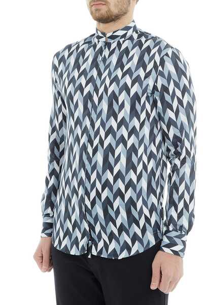 Emporio Armani Ανδρικό πουκάμισο με μπλε σχέδιο 21SMLL 211F4 042