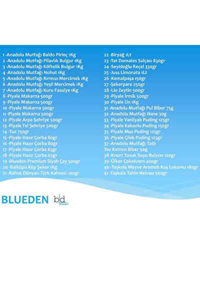 Ramazan Paketi Ramazan Kumanya Yardım Erzak Kolisi 41 Parça 6 Nolu Paket - Blueden