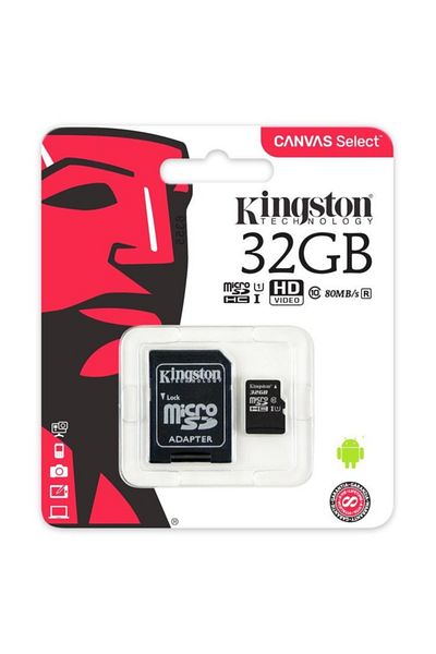 Kingston بطاقة ذاكرة 32 جيجابايت Micro SD - Class10 U1 بسرعة 80 ميجابايت/ثانية