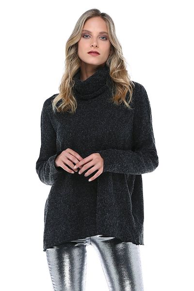 Quincey Pulover Antracit pentru damă cu guler rotit BD2417