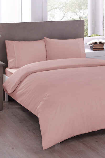 Taç Tek Kişilik Ranforce Nevresim Takımı-Basic Somon