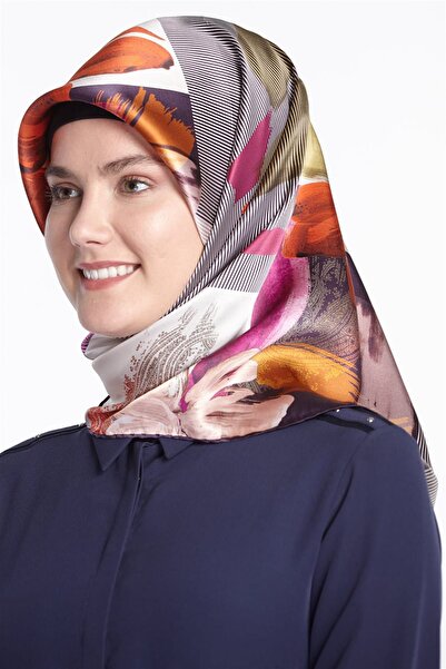 Armine Kadın Desenli Dj Saf İpek Eşarp 8115D Armine-Sal-Esarp-Twill-8115D-03