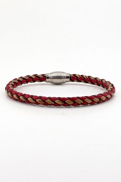 Solfera Men's Burgundy Brown Knitted Bracelet BT368