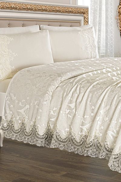 Dekoreko Double Princess Chenille Pique Set 6 Pieces Cream