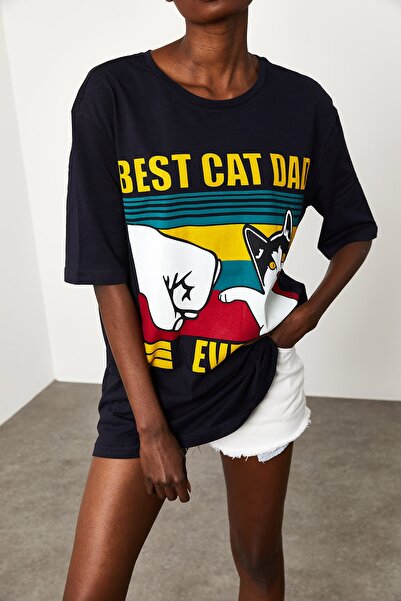 XHAN Women's Black Printed Casual T-Shirt 1KZK1-11636-02