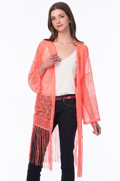 Koton Korallenroter Kimono für Damen 5YAK68903GK