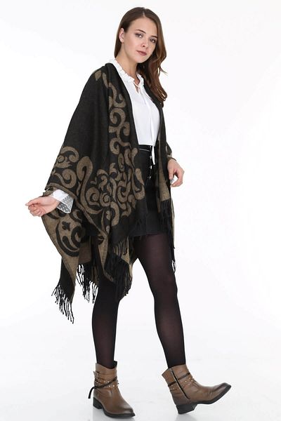 Patiska Γυναικείο Poncho με μοτίβο Selma μινκ 1163357