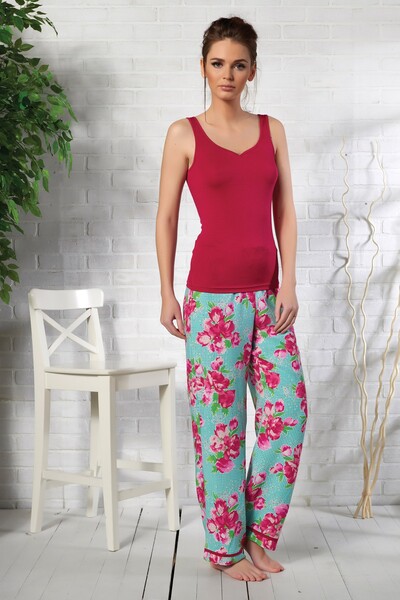 GİZZEY Kadın Fuşya T-Shirt-Pantolon Takım 6901